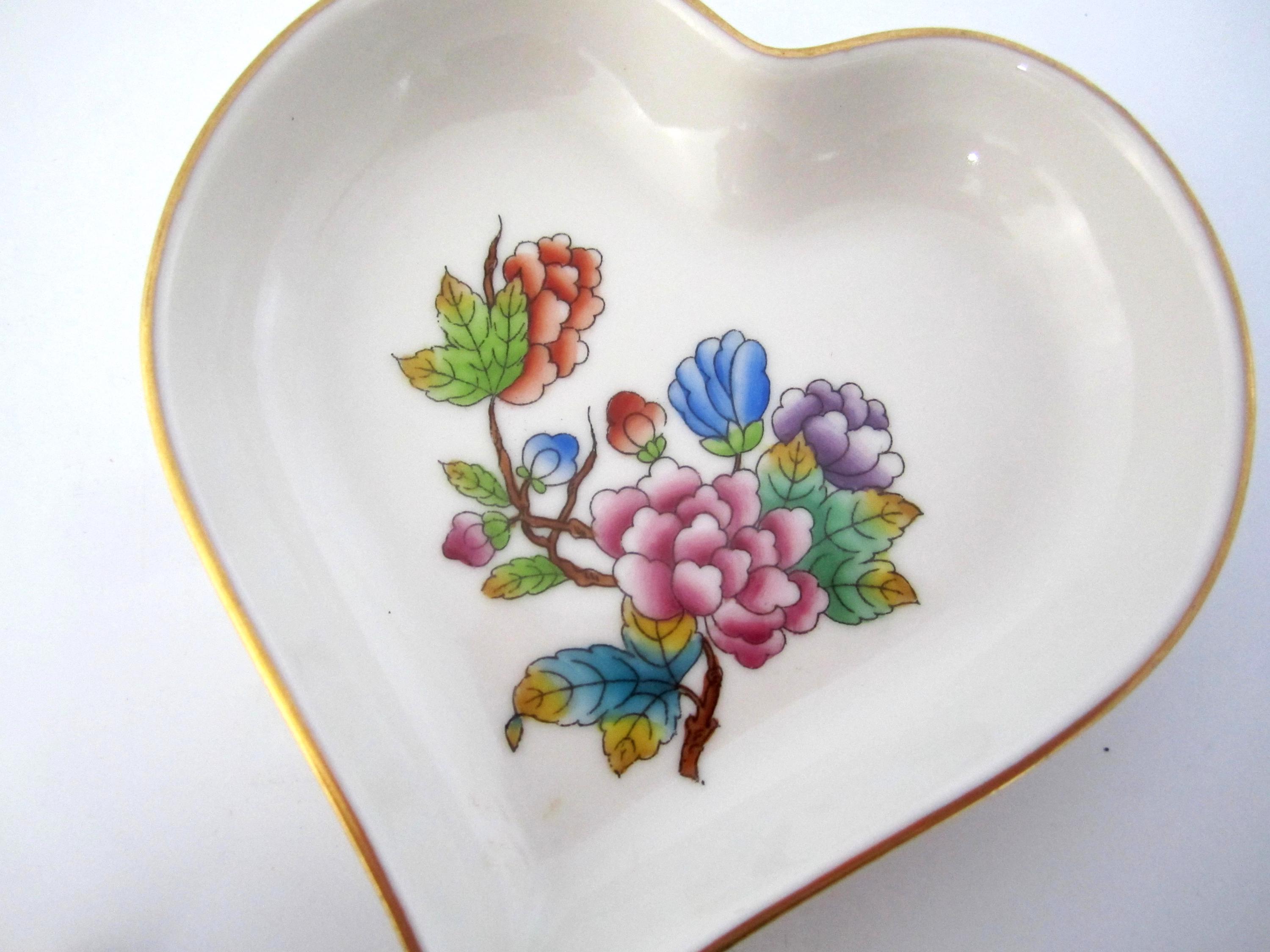 Herend Heart Shaped Floral Trinket Dish Made in Hungary - Etsy Canada
