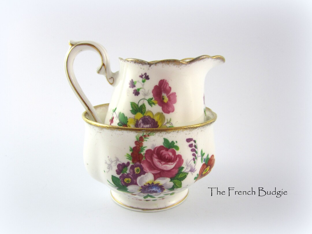 Royal Albert Colorful Floral Cream and Sugar Set Made in ENGLAND Etsy