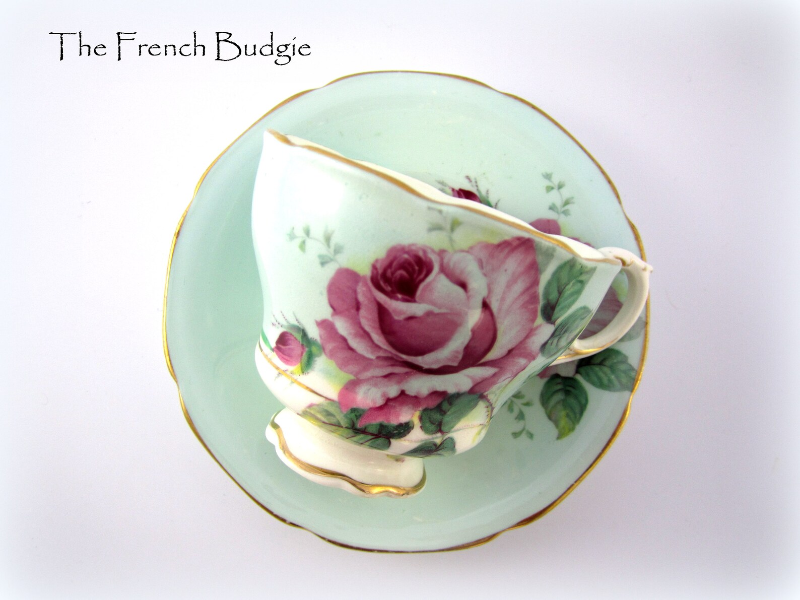 Blue Paragon With Large Pink Floating Rose Vintage Teacup and | Etsy