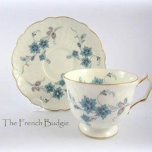 Aynsley Blue Floral theekopje en schotel set gemaakt in Engeland theekopje