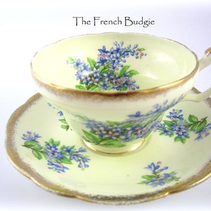 Foley Blue Flower Teacup and Saucer Made in ENGLAND Tea Cup