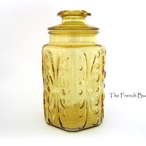 LE Smith Atterbury Pattern Glass Canister Honey Amber Jar Canister