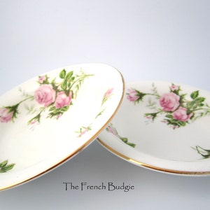 LOT of 2 Beautiful Foley Pink Rose 6 inch Fruit Nappy Bowl / Dessert Bowl