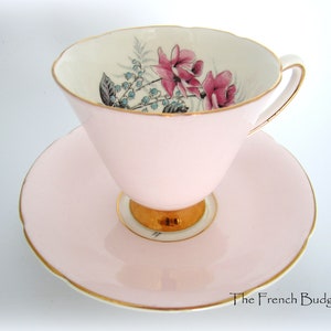 Old Royal Blush Rosa Vintage Teetasse und Untertasse Set mit rosa Rosenmuster Made in ENGLAND Teetasse