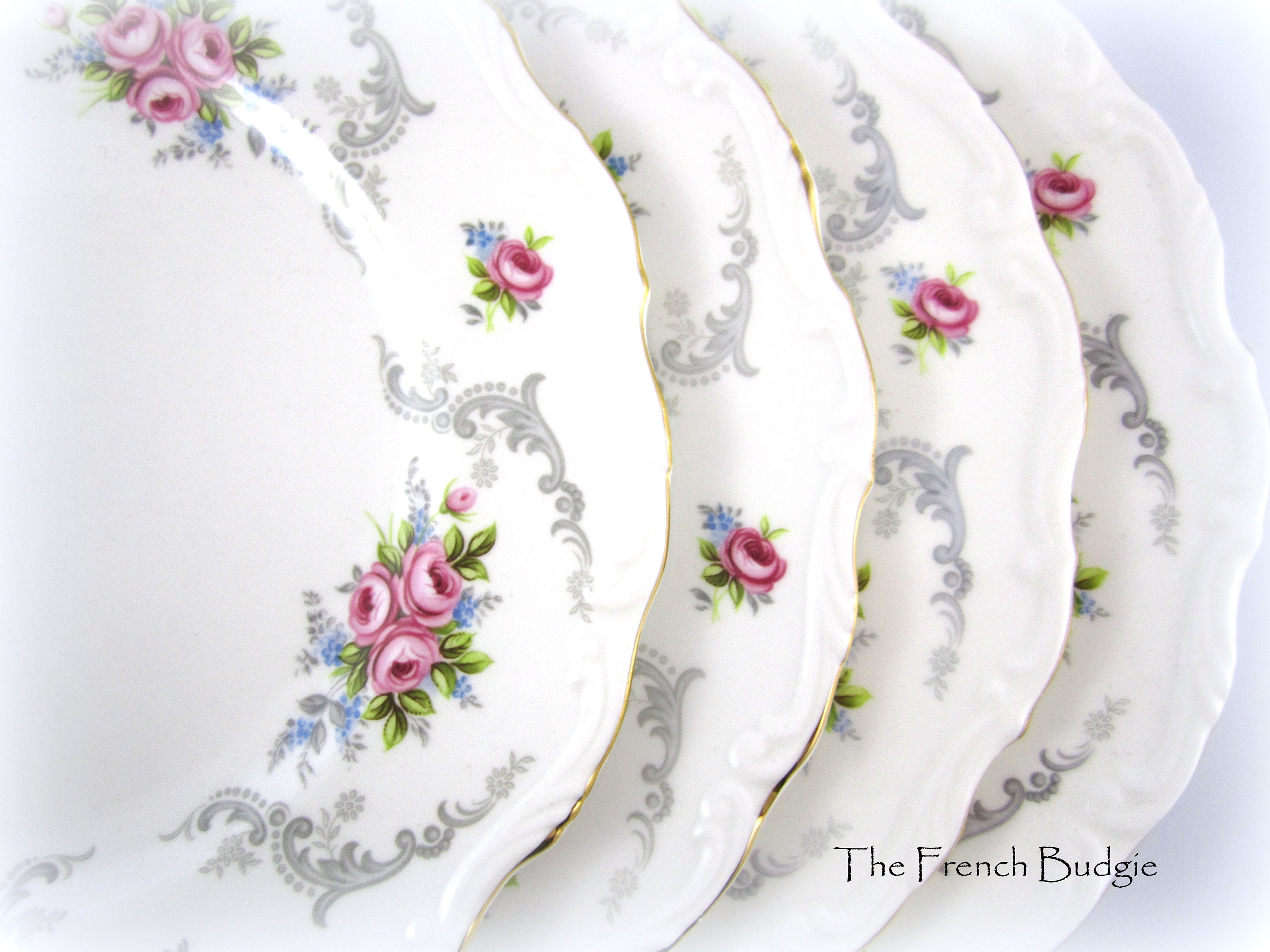 4枚セット - ヴィンテージ ロイヤルアルバート 8インチ サラダ/ケーキ