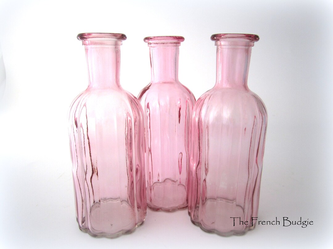LOT of 3 Pink Glass Vases Farmhouse Glass Bud Vases Instant Etsy