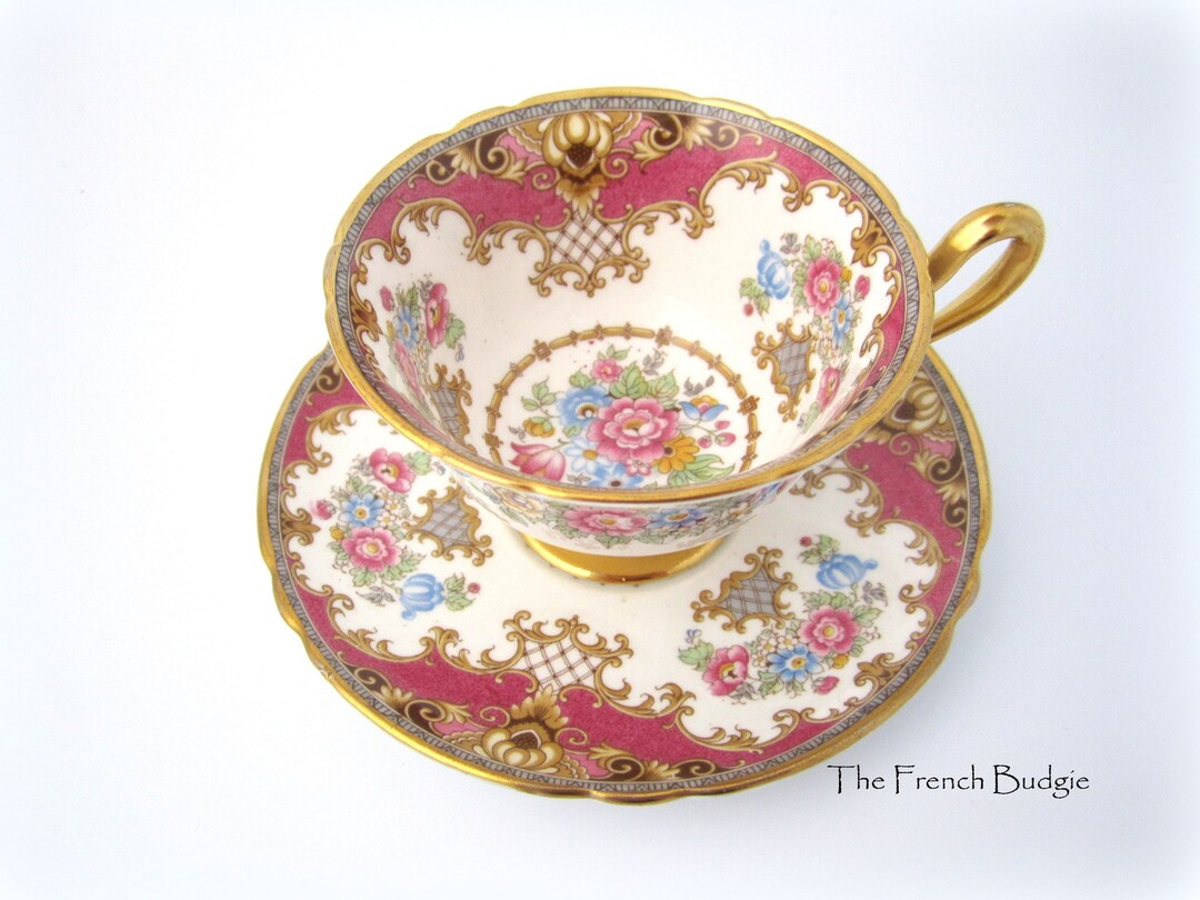 Shelley Pink Vintage Tea Cup and Saucer sheraton Pattern Teacup Etsy