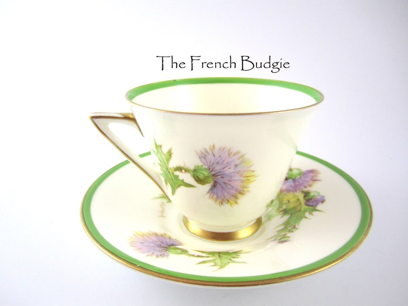 Royal Doulton GLAMIS THISTLE Vintage Pink Lavender Teacup and Saucer Set Made in ENGLAND Tea Cup