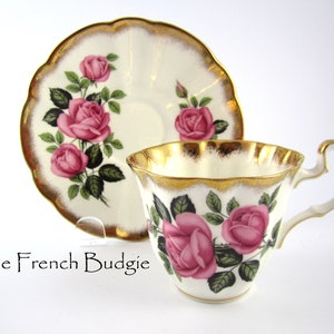 Adderley Vintage Teacup and saucer set Pink Roses Made in ENGLAND Tea Cup
