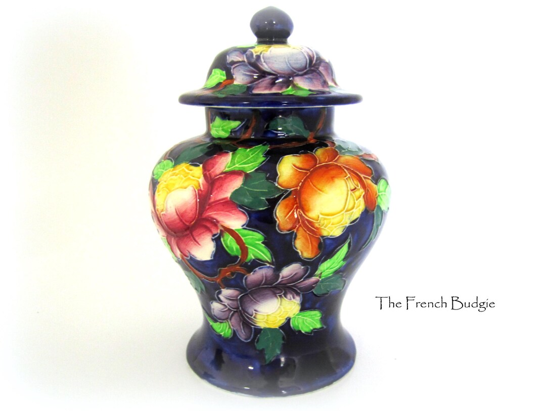 イギリス製の美しいヴィンテージのマリング手描き牡丹陶器寺院用壺