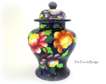 イギリス製の美しいヴィンテージのマリング手描き牡丹陶器寺院用壺