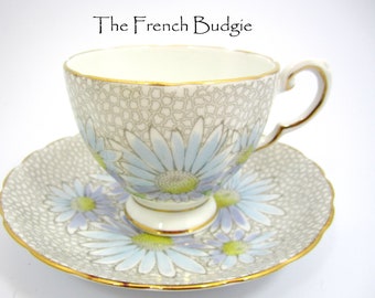 Vintage theekop en schotelset Toscaanse blauwe madelief, made in ENGLAND-theekop