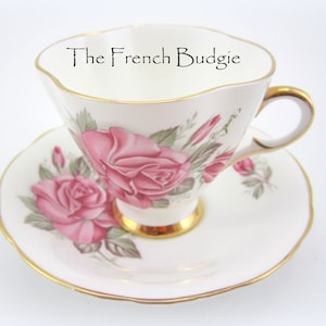 Beautiful Vintage Teacup and Saucer with Large Pink Rose Made in ENGLAND Tea Cup