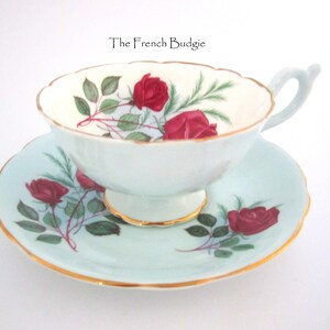 Heathcote Red  Rose Vintage Teacup and Saucer Set Made in ENGLAND Tea Cup
