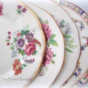 Pretty  Shades of Pink  Mismatched Vintage  6 inch Bone China Plates Made in ENGLAND