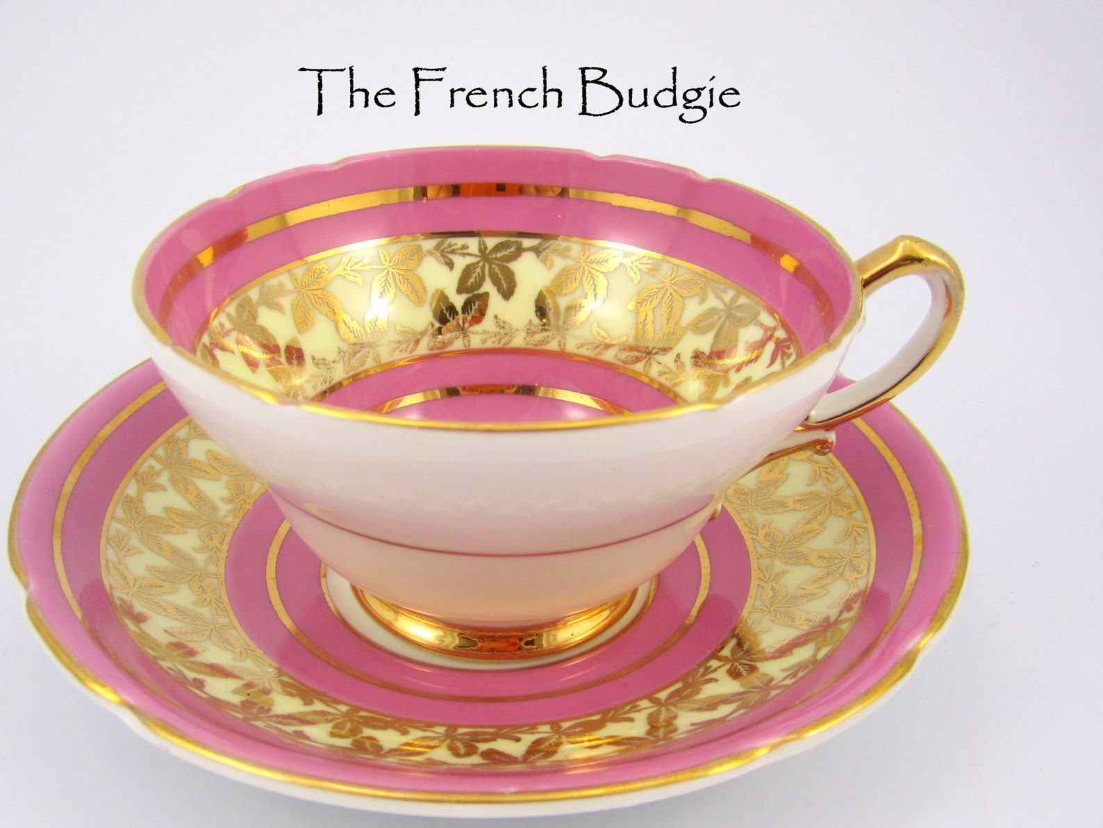 Stanley Bright Pink and Gold Tea Cup and Saucer Set Teacup Etsy