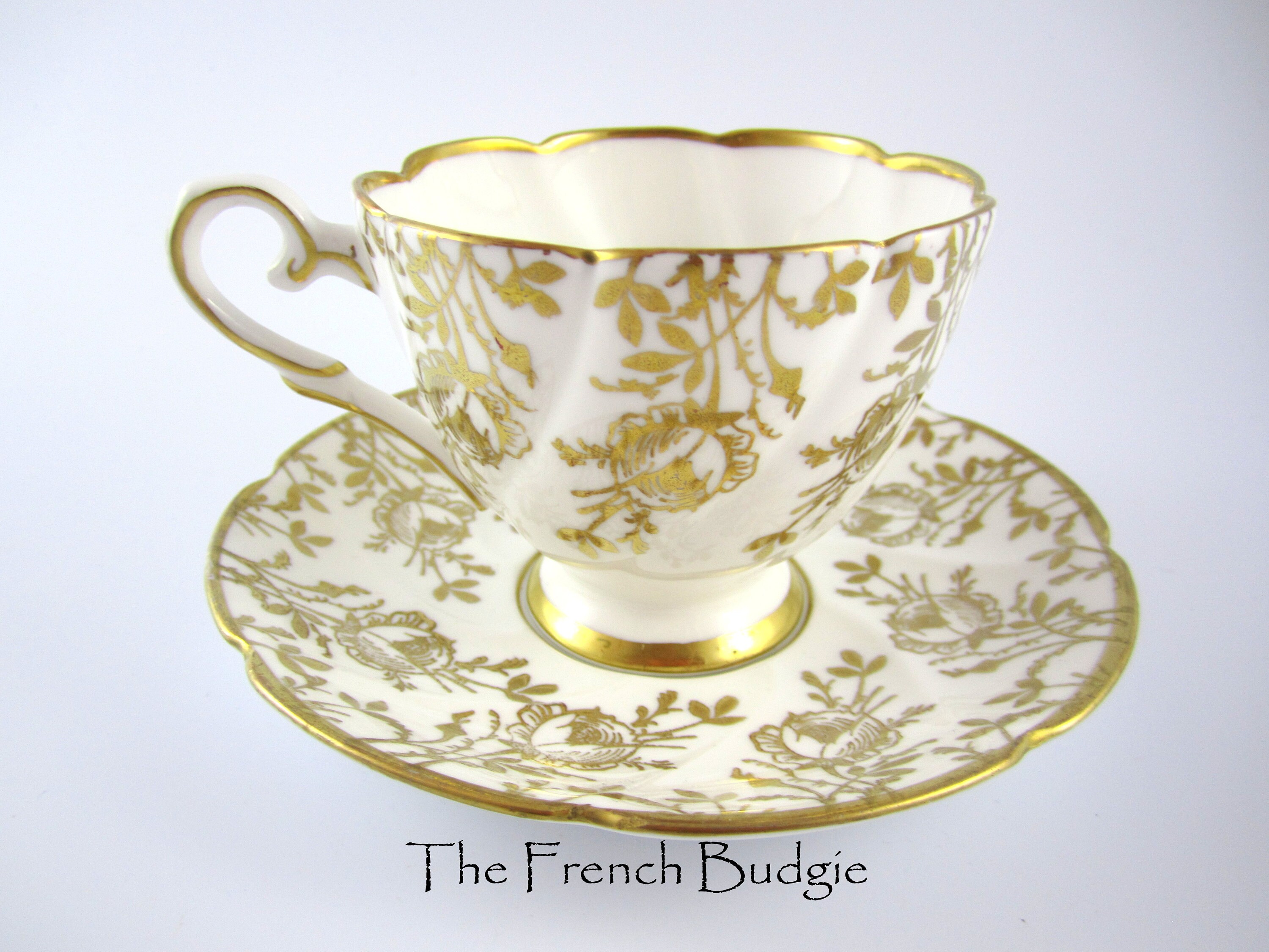 Royal Stafford Gold and White Vintage Teacup and Saucer Set Etsy