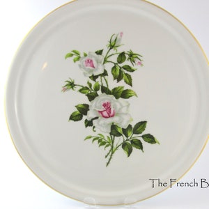 Elegant Cerabel Large Porcelain 12.5 Cake Platter with white roses Made in BELGIUM