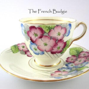 Delphine grillige bloemen vintage theekop en schotel set gemaakt in ENGELAND theekop