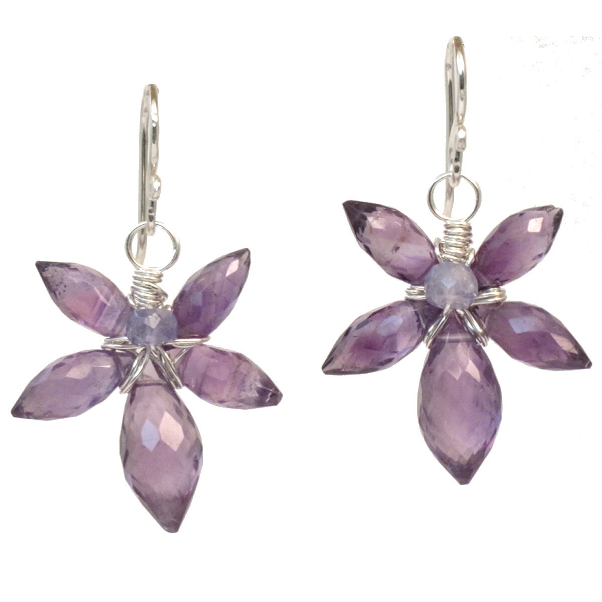 Claire Vessot Designs 7.88ctw African Amethyst Trillium Flower Earrings main image 0