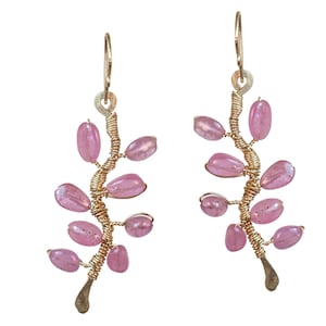 Pink ruby branch earrings  Luxe Bijoux 281