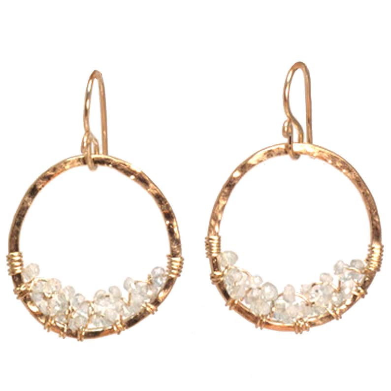 Hammered Hoops With Aquamarine Luxe Bijoux 196 Etsy