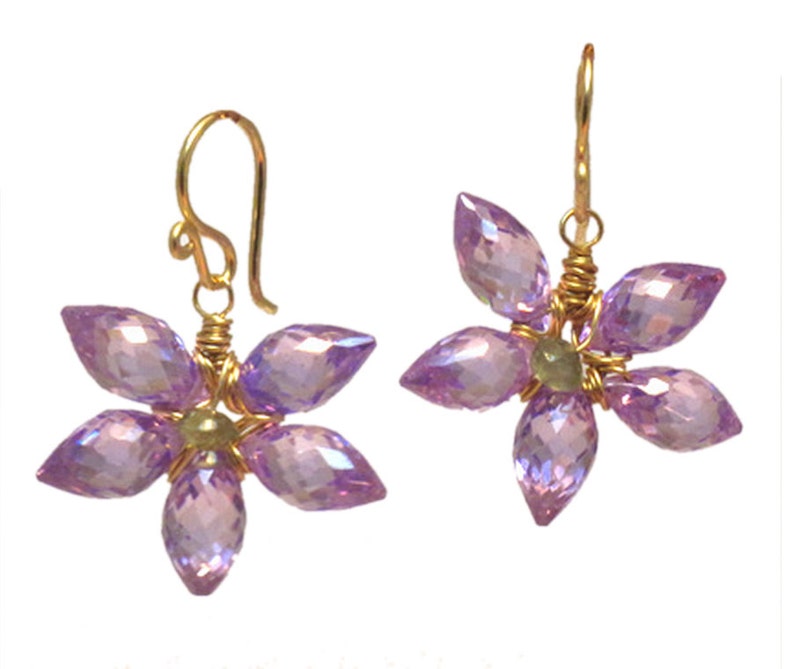 Amethyst flower earrings Victorian 278 image 1