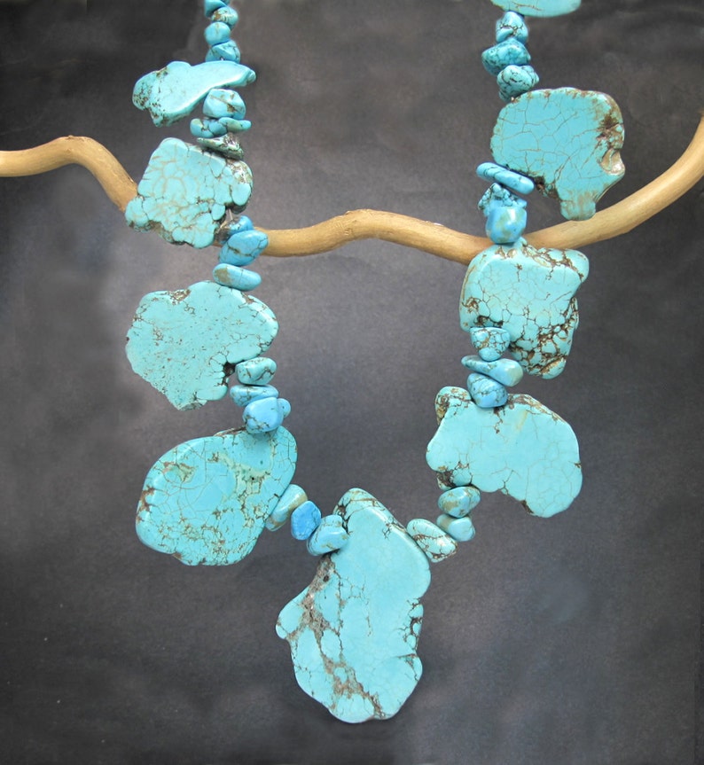 Large Turquoise Magnesite Chunks Necklace 315 image 4