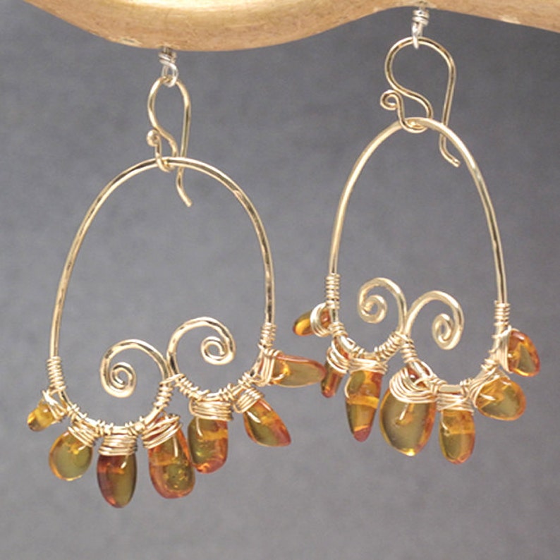 Hammered spiral Amber earrings Luxe Bijoux 58 image 2
