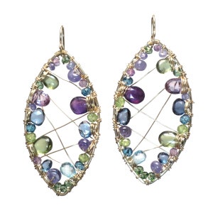 Hammered marquise earrings vessonite, amethyst, topaz, peridot Luxe Bijoux 235