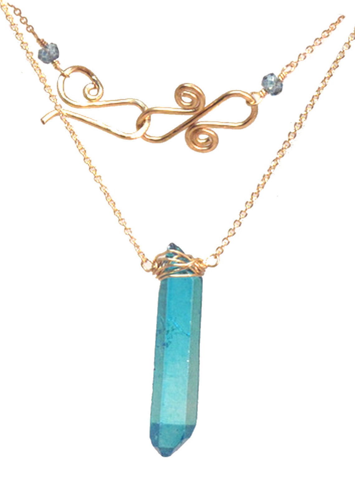 Aqua Blue Quartz Dagger Necklace 326 - Etsy