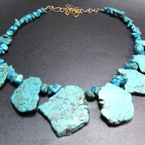 Large Turquoise Magnesite Chunks Necklace 315 image 3