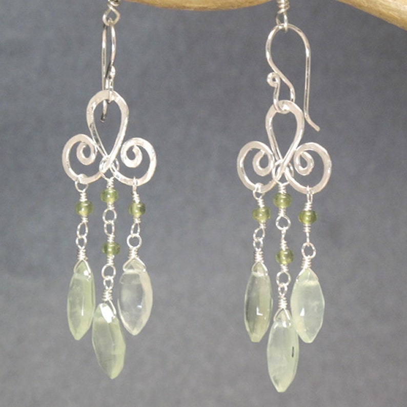 Peridot & Prehnite on Hammered Chandelier Earrings Gypsy 81 Etsy