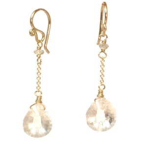 Crystal quartz drop chain earrings Venus 172 image 1