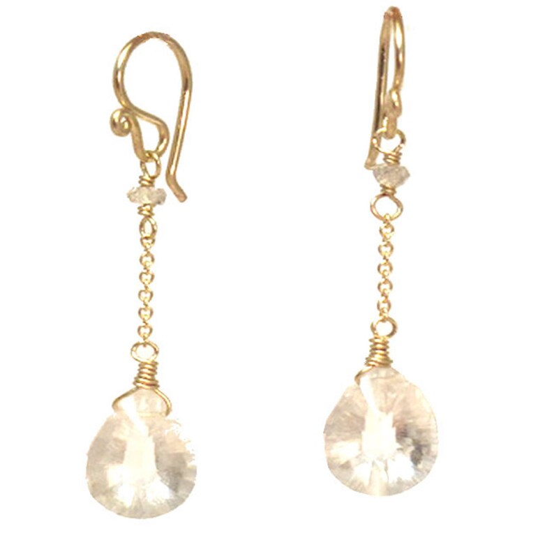 Crystal quartz drop chain earrings Venus 172 image 1