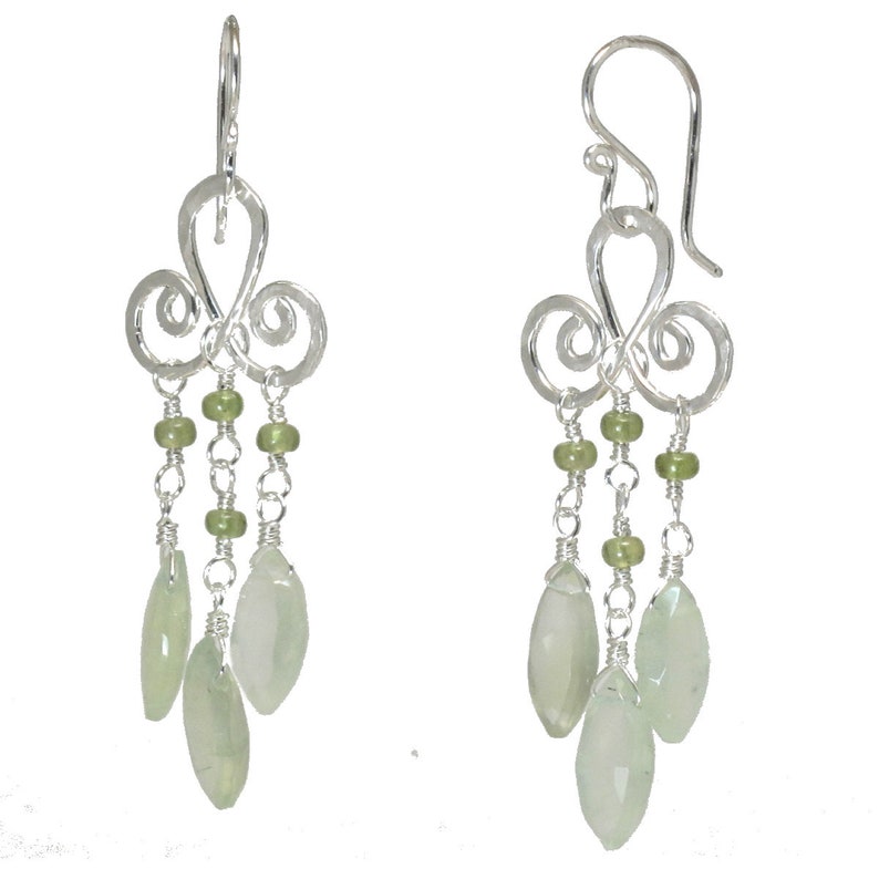 Peridot & Prehnite on Hammered Chandelier Earrings Gypsy 81 Etsy