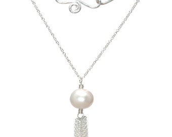 Single pearl of your choice with chain tassel Necklace 348