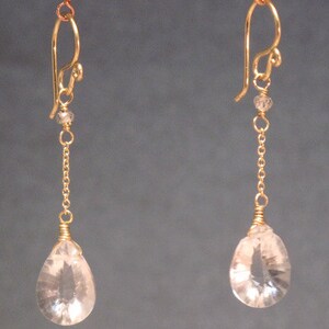 Crystal quartz drop chain earrings Venus 172 image 2