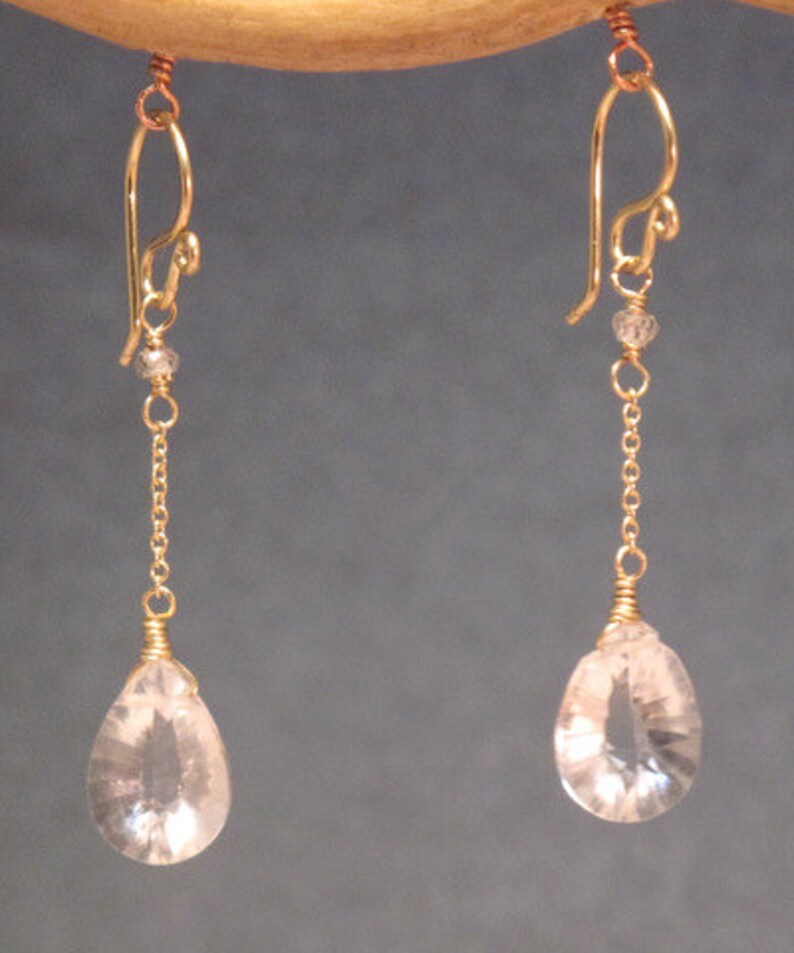 Crystal quartz drop chain earrings Venus 172 image 2