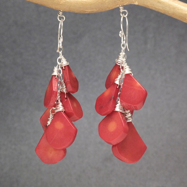 Smooth Red Coral Drop Earrings Modglam 121 - Etsy