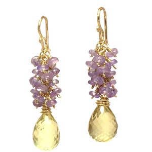 Tanzanite and lemon quartz earrings Princess 37