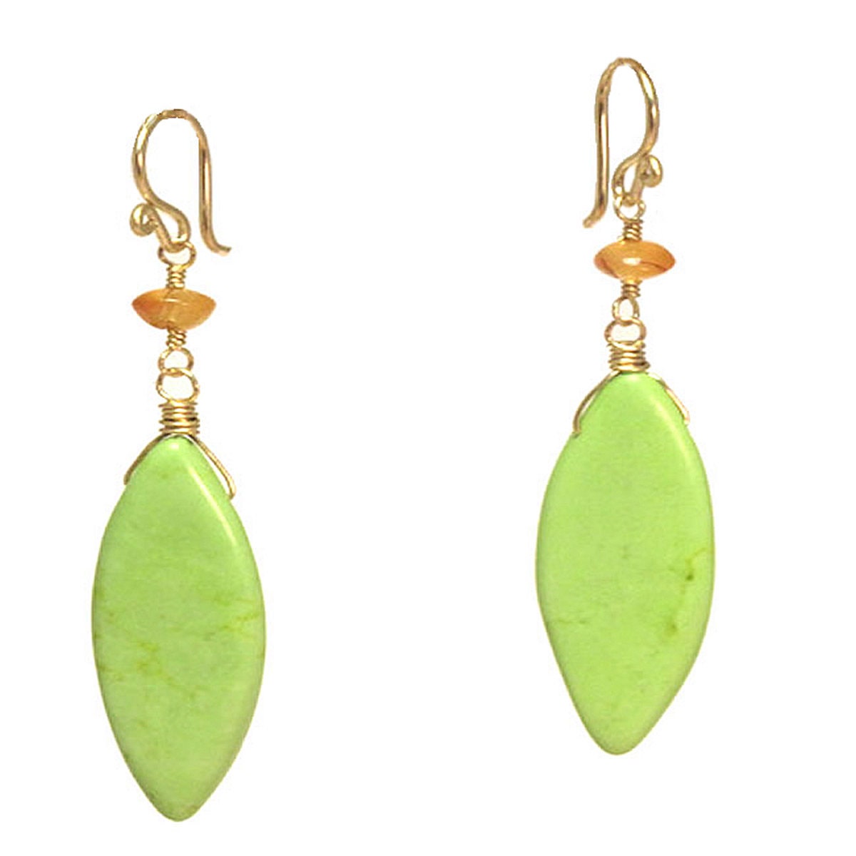 Lime green magnesite dagger gemstone earrings Modglam 145 | Etsy
