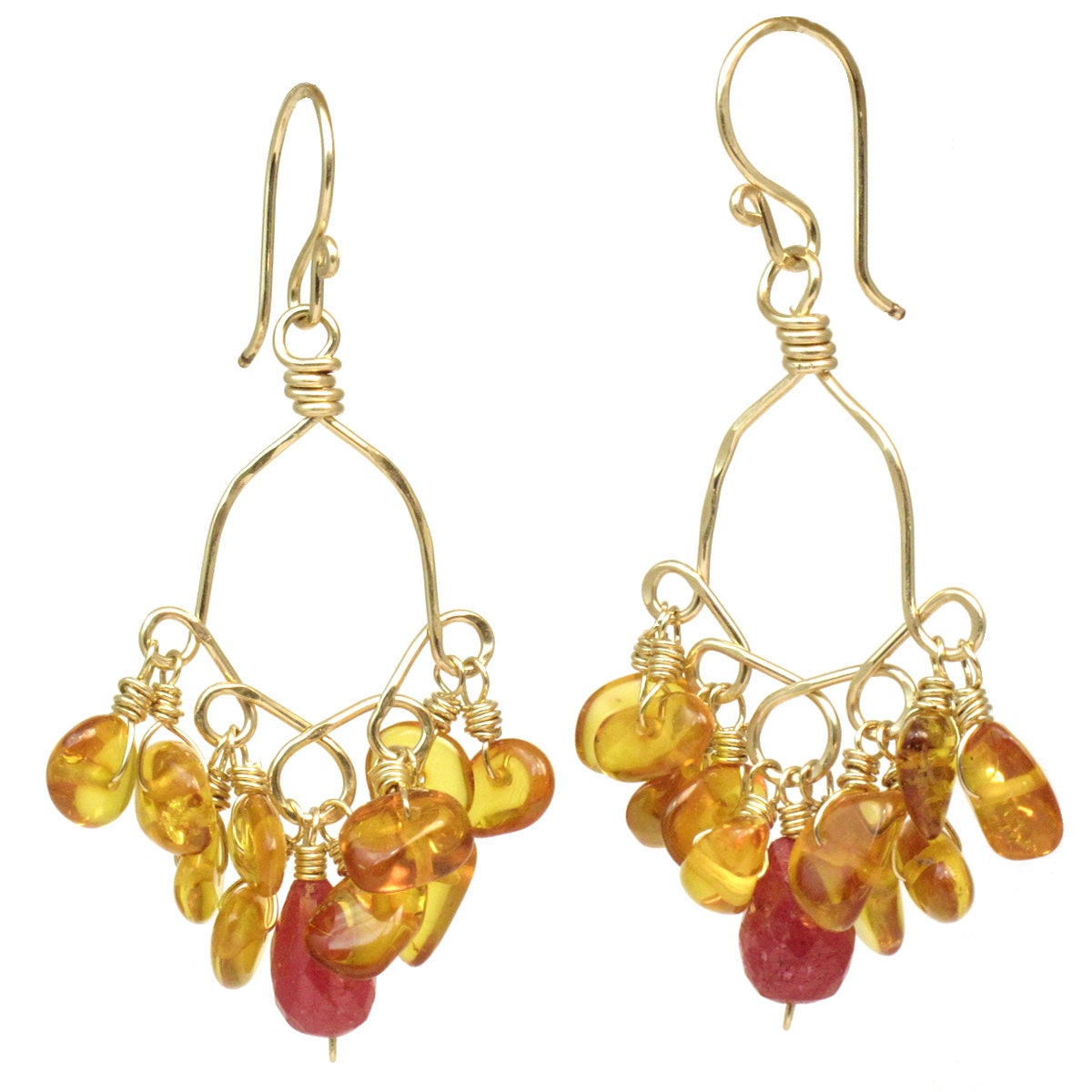 Amber and Pink Sapphire Earrings Calypso 31 - Etsy