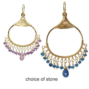 Choice of stone on filagree wire earrings Kashmir 29
