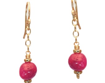 Ruby gemstone earrings on chain Venus 88