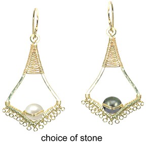 Choice of pearl on hammered filigree earrings    Cosmopolitan 41