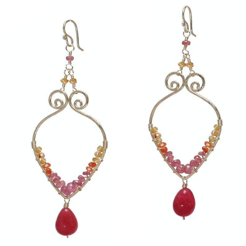 Orange Sapphire Carnelian Pink Ruby Red Ruby Earrings Luxe Etsy