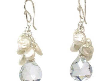 Keshi pearls & crystal quartz earrings Cosmopolitan 92