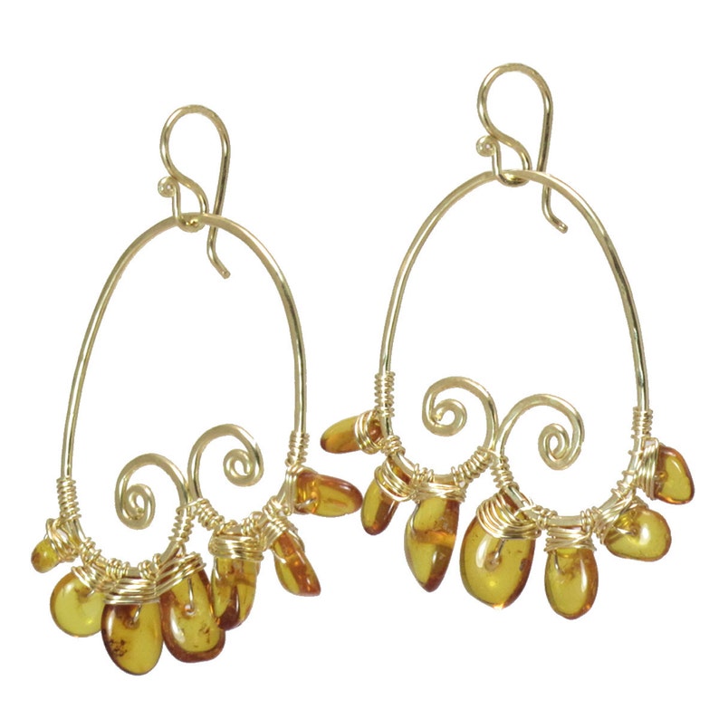 Hammered spiral Amber earrings Luxe Bijoux 58 image 1