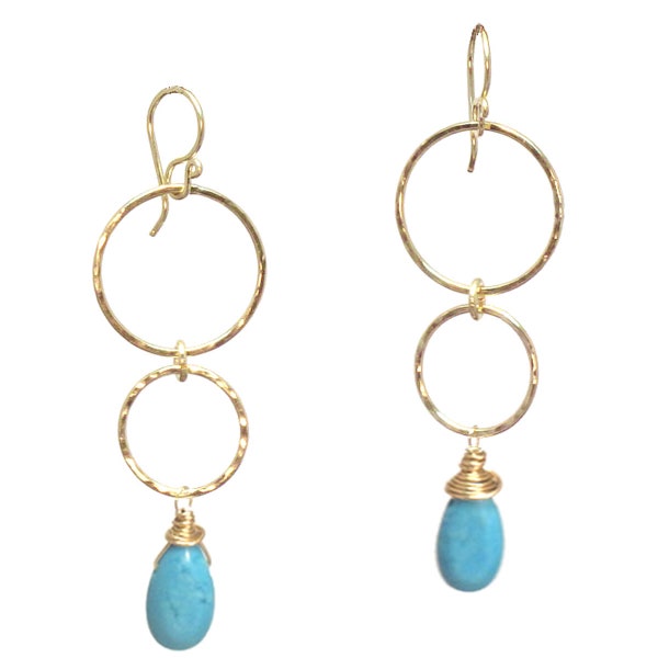 Hammered hoop earrings with choice of gemstone Nouveau 114